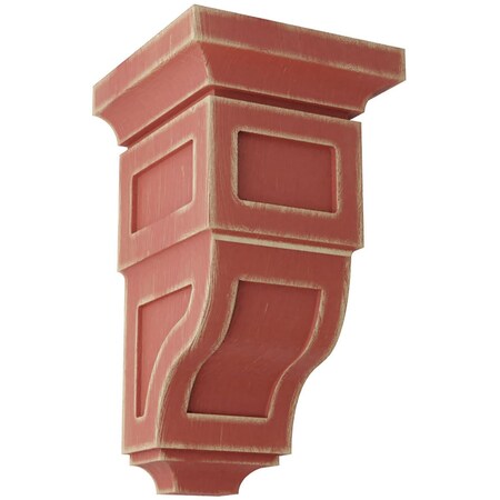 Ekena Millwork 5"W x 5 3/4"D x 10"H Medium Reyes Wood Vintage Decor Corbel, Salvage Red CORWD05X05X10RYRD